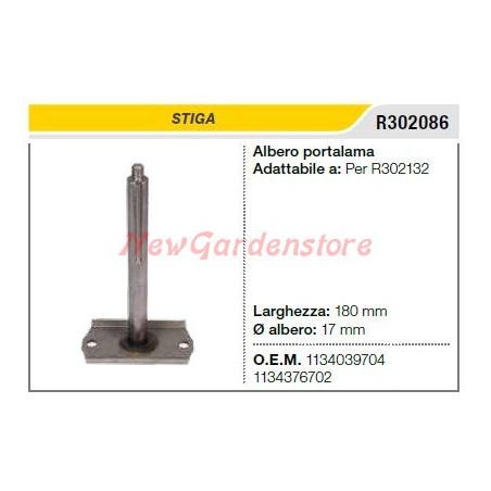 STIGA lawn mower mower blade holder shaft for R302132 R302086 | Newgardenstore.eu