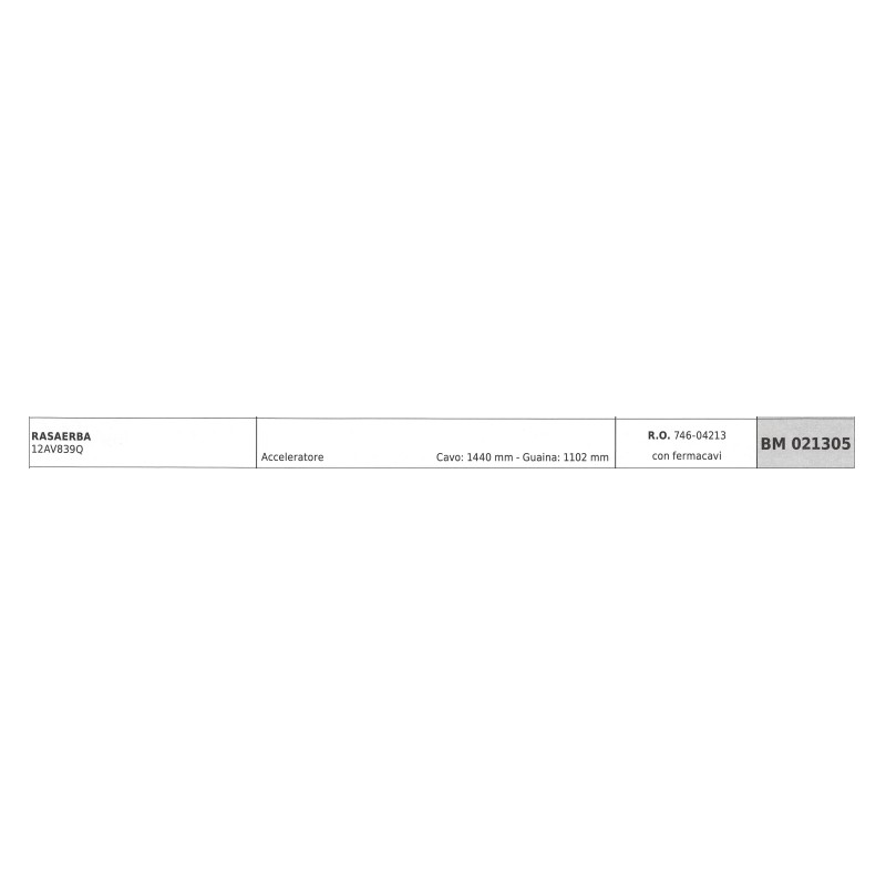 MTD Rasenmäher-Gaszug mit Kabelhalterung 12AV839Q Kabel 1440mm Hülle 1102mm