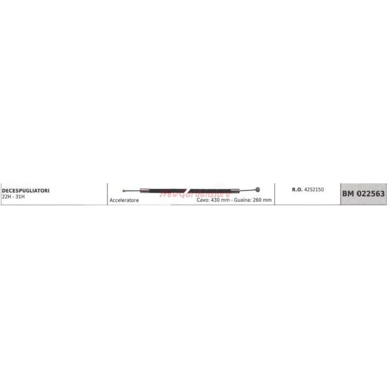 Câble d'accélérateur GGP pour débroussailleuse 22H 31H 022563