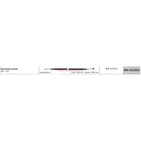 Câble d'accélérateur GGP pour débroussailleuse 22H 31H 022563 | Newgardenstore.eu