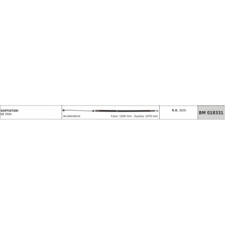 Accelerator cable GREEN LINE blower EB700A cable 1200 mm sheath 1070 mm | Newgardenstore.eu