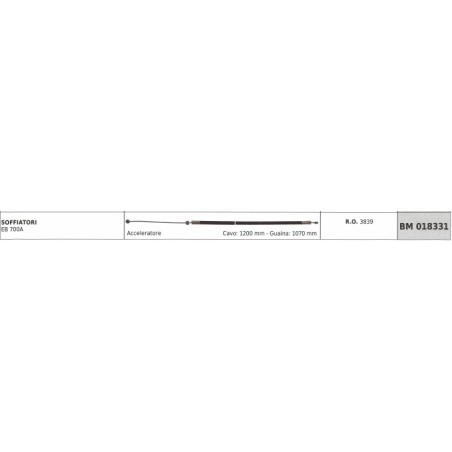 Cavo acceleratore GREEN LINE soffiatore EB700A cavo 1200 mm guaina 1070 mm | Newgardenstore.eu