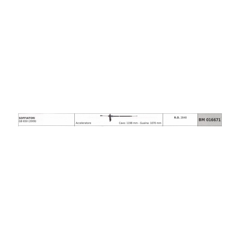 GREEN LINE câble d'accélération du souffleur GB 650 (2019) câble 1198 mm gaine 1070 mm