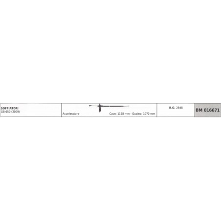 GREEN LINE blower throttle cable GB 650 (2019) cable 1198 mm sheath 1070 mm | Newgardenstore.eu