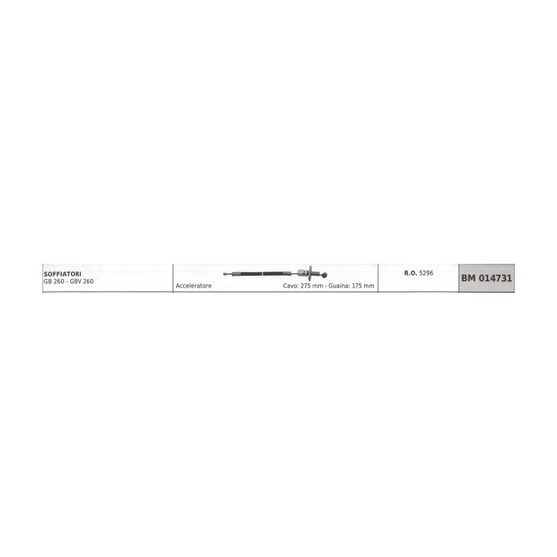 Beschleunigungskabel GREEN LINE Gebläse GB260 - GBV260 Kabel 275 mm Ummantelung 175 mm