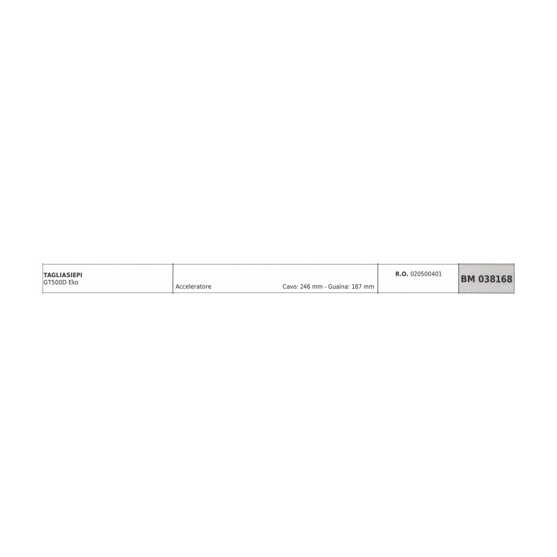 GREEN LINE GT500D Eko câble accélérateur taille-haie câble 246 mm gaine 187 mm