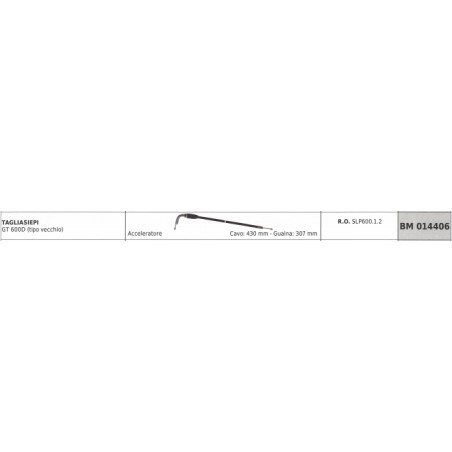 GREEN LINE throttle cable GT600D hedge trimmer cable 430 mm sheath 307 mm | Newgardenstore.eu