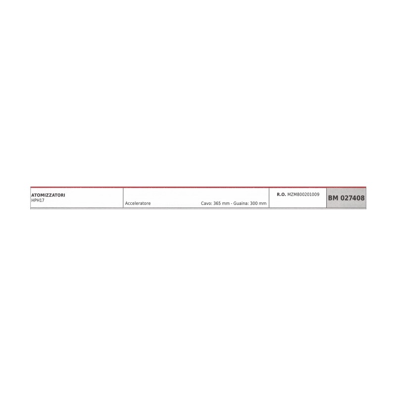 Cavo acceleratore GTM atomizzatore HPH17 cavo 365 mm guaina 300 mm