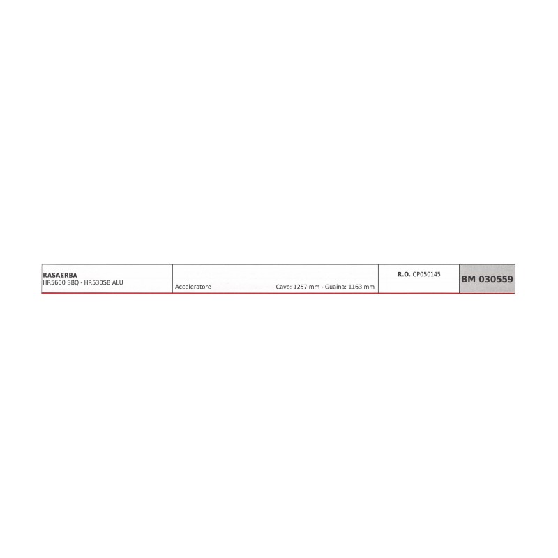 HARRY Rasenmäherkabel HR5600SBQ-HR530SBALU Kabel 1257mm Ummantelung 1163mm