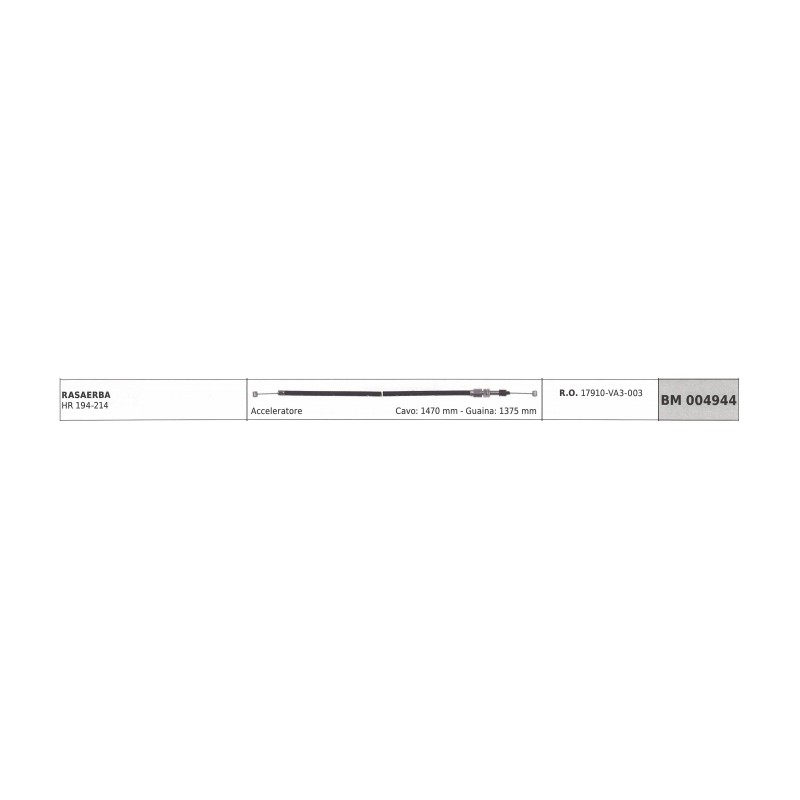 Cable cortacésped HONDA HR 194-214 cable 1470 mm funda 1375 mm