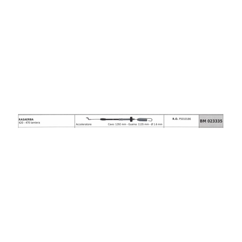 IBEA câble accélérateur de tondeuse 420-470 câble 1292mm gaine 1135mm Ø  1,6mm