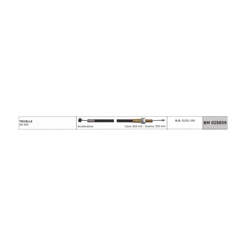 KAAZ AG500 drill accelerator cable 603 mm cable sheath 550 mm