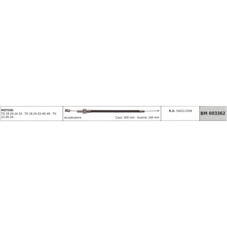 Desbrozadora KAWASAKI TG18 TD24 cable 200 mm funda 140 mm | Newgardenstore.eu