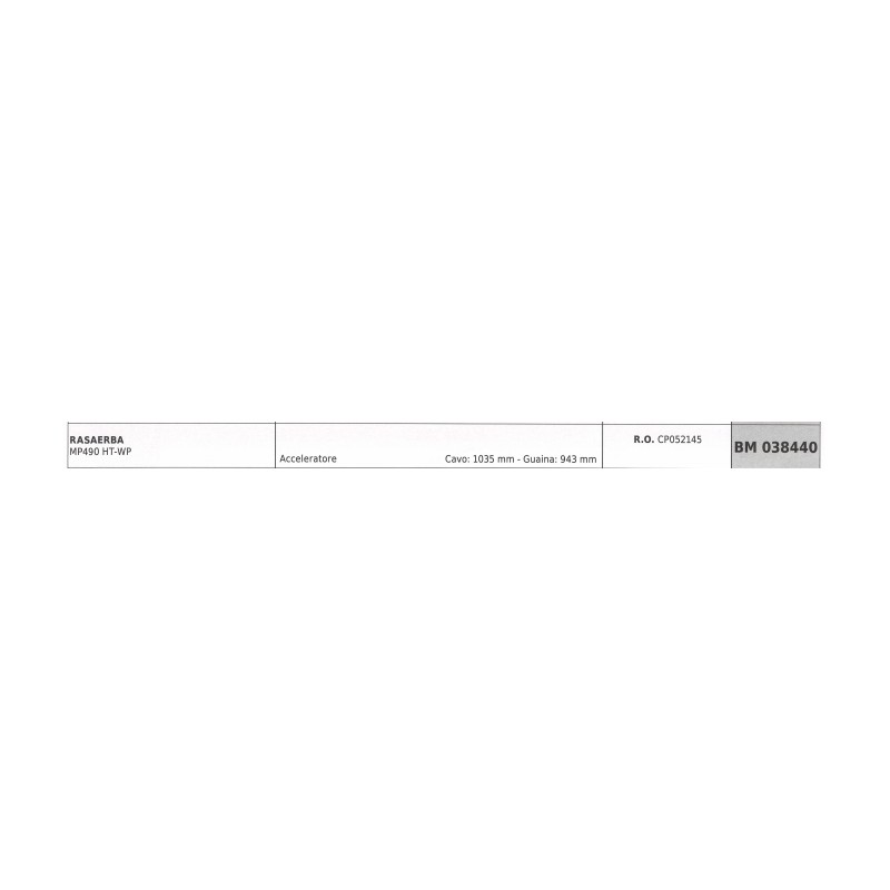 Cavo acceleratore MAORI rasaerba MP490 HT-WP cavo 1035 mm guaina 943 mm