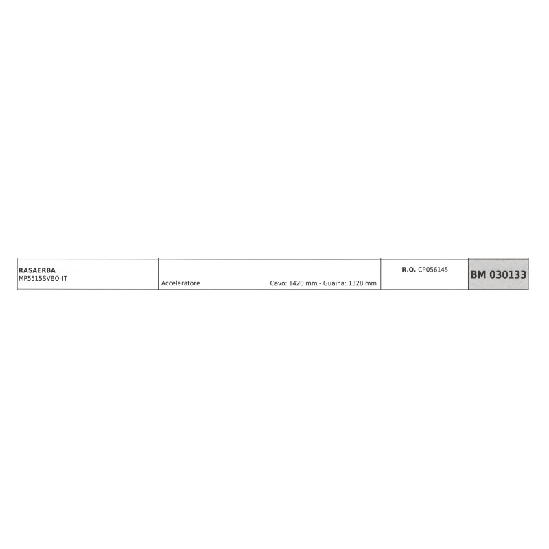 MAORI câble d'accélérateur de tondeuse MP5515SVBQ-IT câble 1420 mm gaine 1328 mm