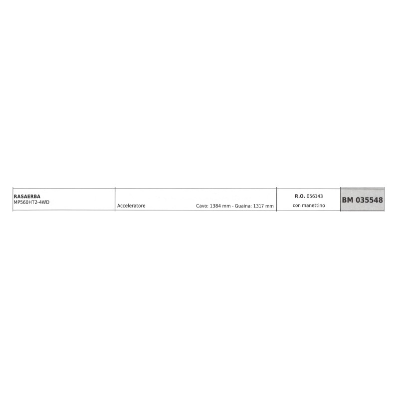 MAORI Rasenmäher MP560HT2-4WD Gaspedalkabel 1384 mm Kabelummantelung 1317 mm