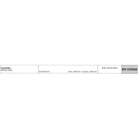 MAORI Rasenmäher MP5819 SVBQ Gaspedalkabel 1449mm Kabelummantelung 1369mm | Newgardenstore.eu