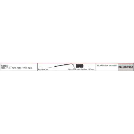 MITSUBISHI throttle cable MITSUBISHI brushcutter T110 T140 cable 200mm sheath 160mm | Newgardenstore.eu