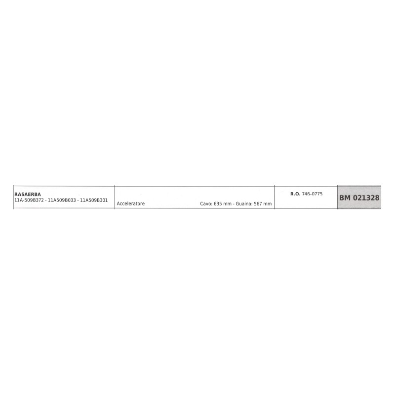 MTD Rasenmäher-Beschleunigungskabel 11A-509B372 - 11A509B033 Kabel 635mm Ummantelung 567mm