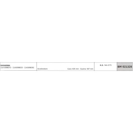 Cable del acelerador del cortacésped MTD 11A-509B372 - 11A509B033 cable 635 mm funda 567 mm | Newgardenstore.eu