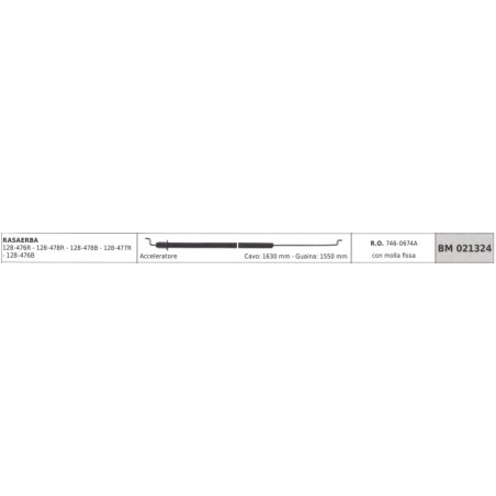 MTD mower accelerator cable 128-476R - 128-478R cable 1630mm sheath 1550mm | Newgardenstore.eu