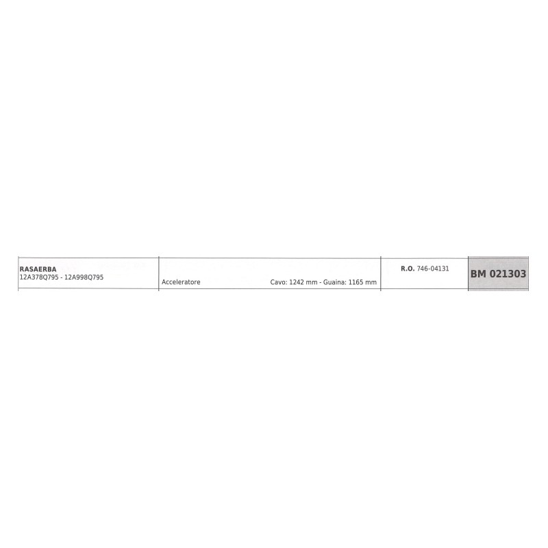 MTD Rasenmäher-Gaszug 12A378Q795 - 12A998Q795 Kabel 1242mm Ummantelung 1165mm