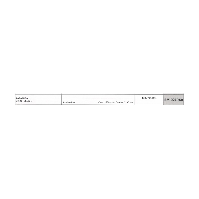 MTD Rasenmäherkabel SR621 SRC621 Kabel 1350 mm Ummantelung 1190 mm