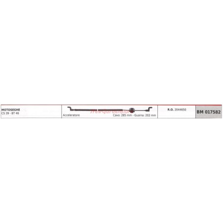 Beschleunigungskabel für ASIA CS 39 BT 46 Kettensäge 017582 | Newgardenstore.eu