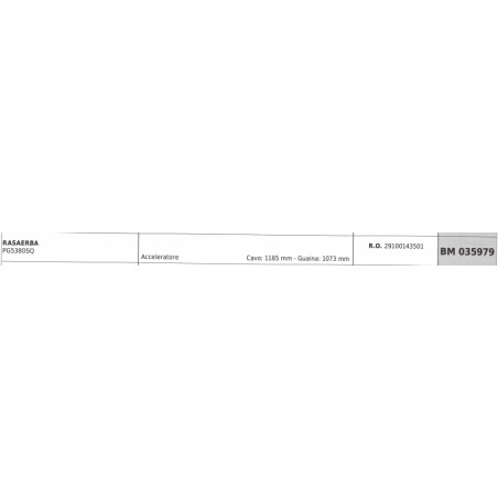 PROGREEN Lawnmower PG5380SQ throttle cable 1185 mm cable sheath 1073 mm | Newgardenstore.eu