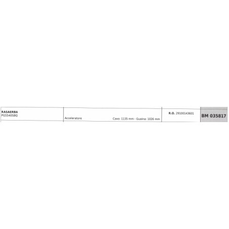 PROGREEN Lawnmower PG5540SBQ throttle cable 1135 mm cable sheath 1026 mm | Newgardenstore.eu