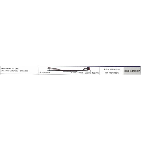 Cavo acceleratore ZOMAX decespugliatore ZMG3302 ZMG4302 cavo 450mm guaina 405mm | Newgardenstore.eu