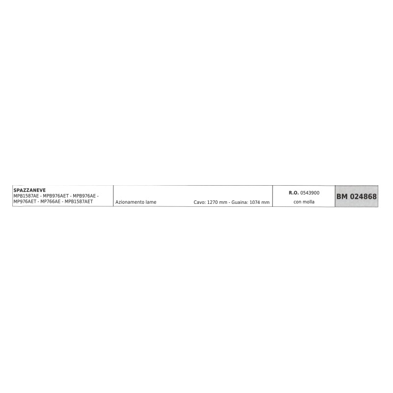 MAORI Schneepflug-Anfangskabel MPB1587AE Kabel 1270 mm Mantel 1074 mm