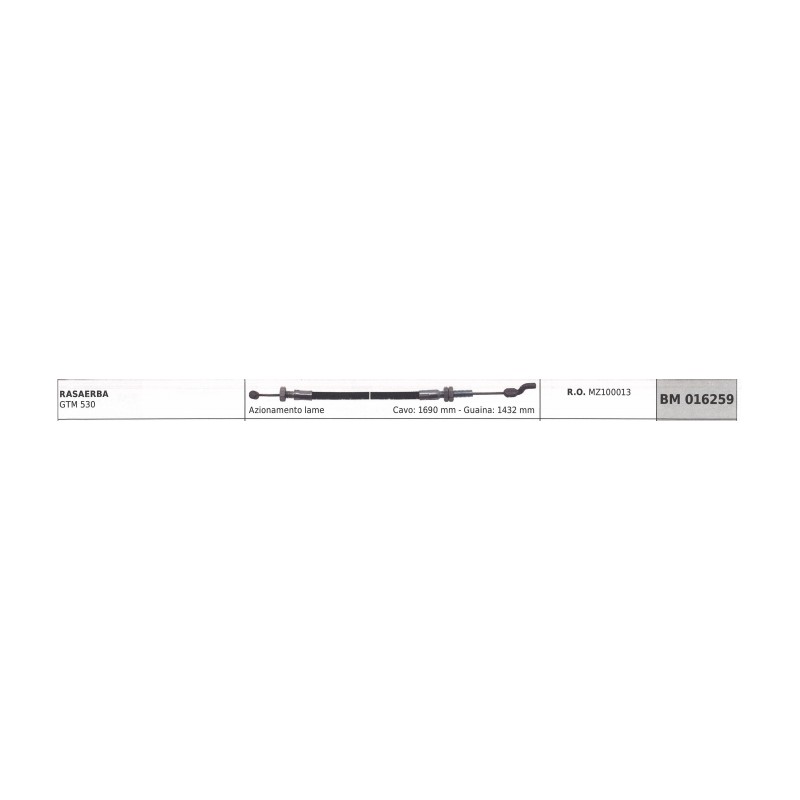 HONDA GTM 530 Mähmesser-Antriebskabel 1690 mm Kabel 1432 mm Ummantelung