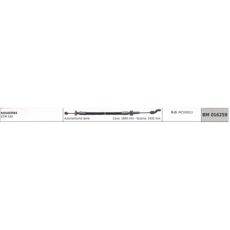 HONDA GTM 530 mower blade drive cable 1690 mm cable 1432 mm sheathing | Newgardenstore.eu