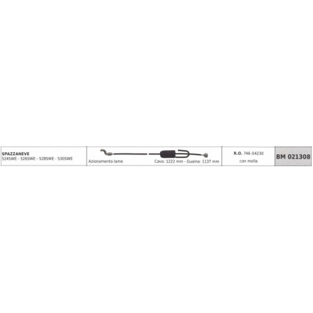 MTD Schneeräumschild-Antriebskabel 524SWE 526SWE Kabel 1222 mm Ummantelung 1137 mm | Newgardenstore.eu