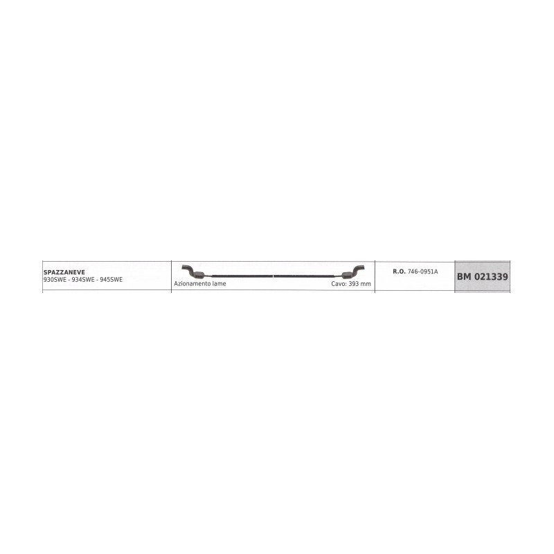 MTD snowplough blade drive cable 930SWE 934SWE 945SWE cable 393 mm