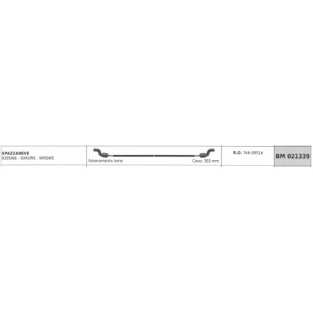 MTD snowplough blade drive cable 930SWE 934SWE 945SWE cable 393 mm | Newgardenstore.eu