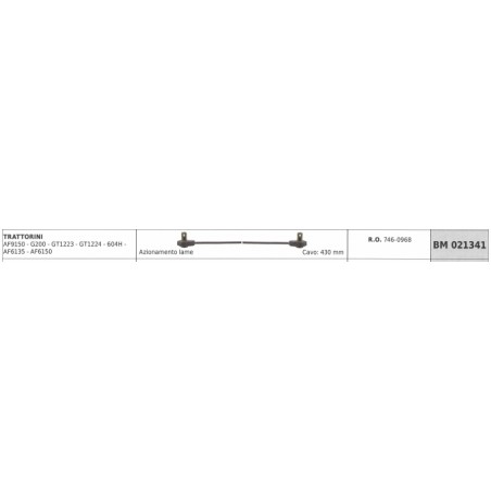 MTD tractor blade drive cable AF9150 G200 GT1223 604H AF6150 cable 430 mm | Newgardenstore.eu