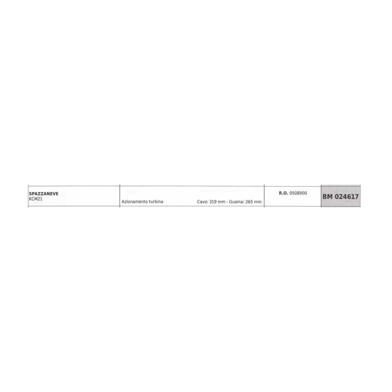 Cavo azionamento turbina GARDENPRO spazzaneve KCM21 cavo 319mm guaina 265mm