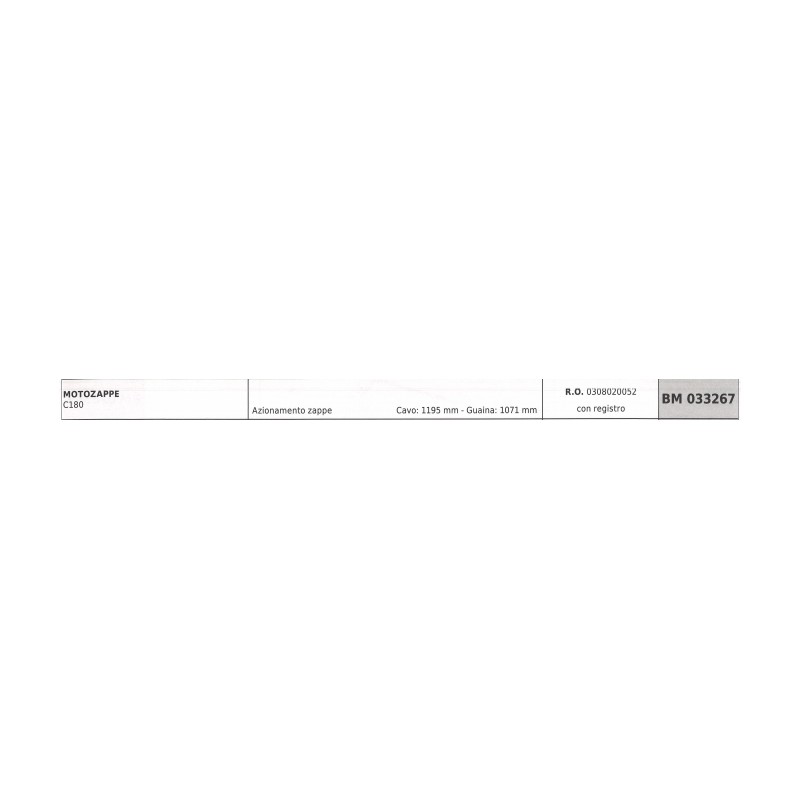 Cavo azionamento zappe JARDIMECA motozappa C180 cavo 1195 mm guaina 1071 mm