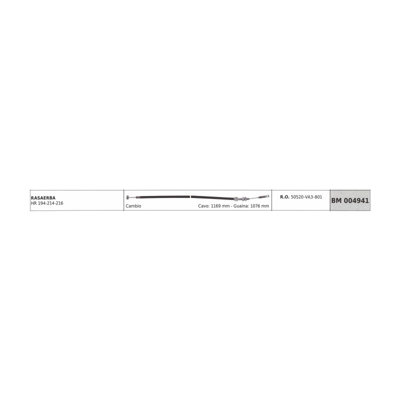 HONDA tondeuse câble HR 194-214-216 câble 1169 mm gaine 1076 mm