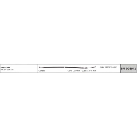 HONDA Rasenmäherkabel HR 194-214-216 Kabel 1169 mm Ummantelung 1076 mm | Newgardenstore.eu