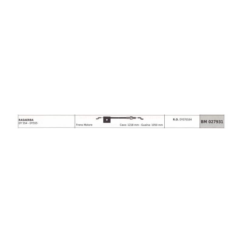 Cable freno motor DAYEE cortacésped DY554 - DY555 cable 1218 mm funda 1050 mm