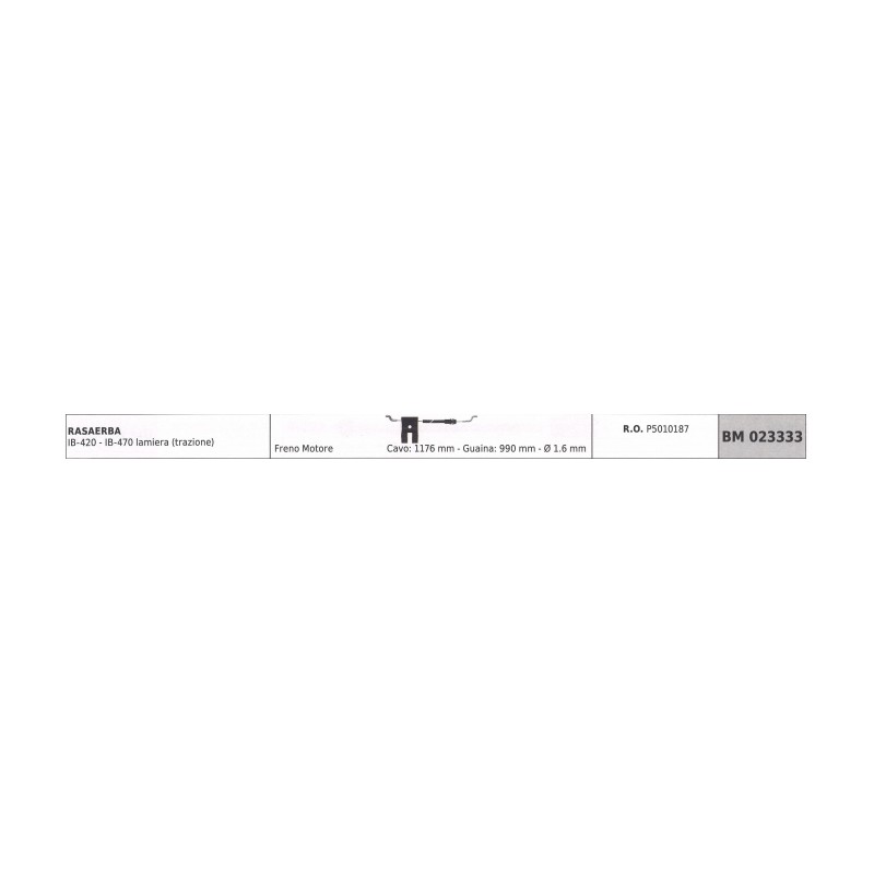 Cable freno motor IBEA cortacésped IB-420 IB-470 cable 1176mm funda 990mm