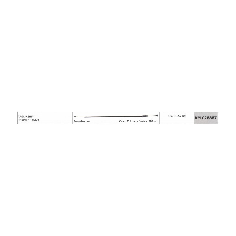 KAAZ Motorbremskabel TM2600M TLE24 Kabel 415 mm Ummantelung 310 mm