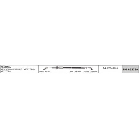 MAORI Rasenmäher Motorbremskabel MP5014SHQ MP5516SHQ Kabel 1285mm Kabelummantelung 1064mm | Newgardenstore.eu