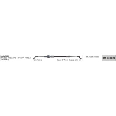 Motorbremskabel MAORI Rasenmäher MP5318S - MP5518SVQ Kabel 1547 mm Ummantelung 1263 mm | Newgardenstore.eu