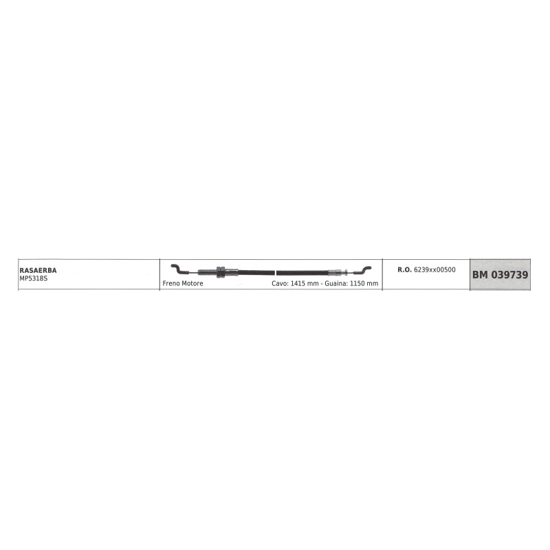 MAORI Rasenmähermotor-Bremskabel MP5318S Kabel 1415 mm Ummantelung 1150 mm