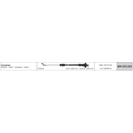 Cavo frizione con regolatore MTD rasaerba GES53E cavo 1450 mm guaina 1350 mm | Newgardenstore.eu