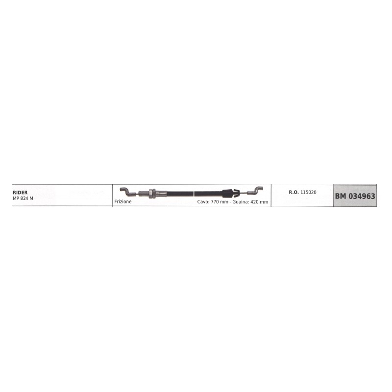 MAORI Reiter Rasentraktor Kabel MP 824 M Kabel 770 mm Ummantelung 420 mm